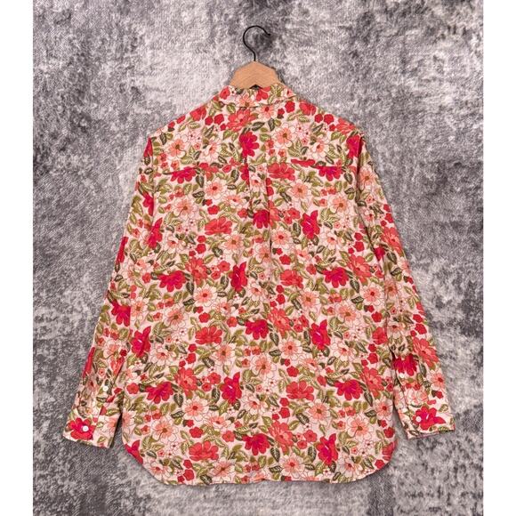 Outerknown Top XS Womens Silk Blend Floral Long Sleeve Button Shirt - Picture 3 of 8